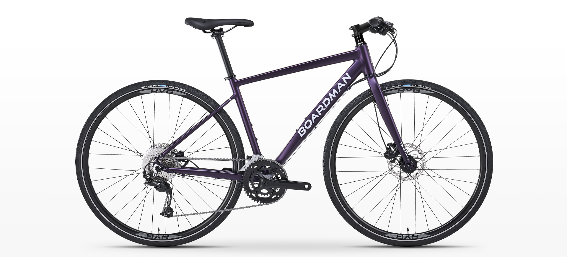 Boardman HYB 8.6 Womens Hybrid Bike in Matt Purple
